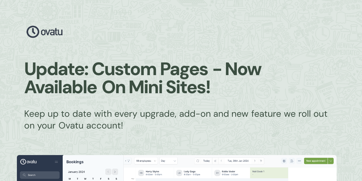 Update Custom Update: Custom Pages - Now Available On Mini Sites! | Ovatu