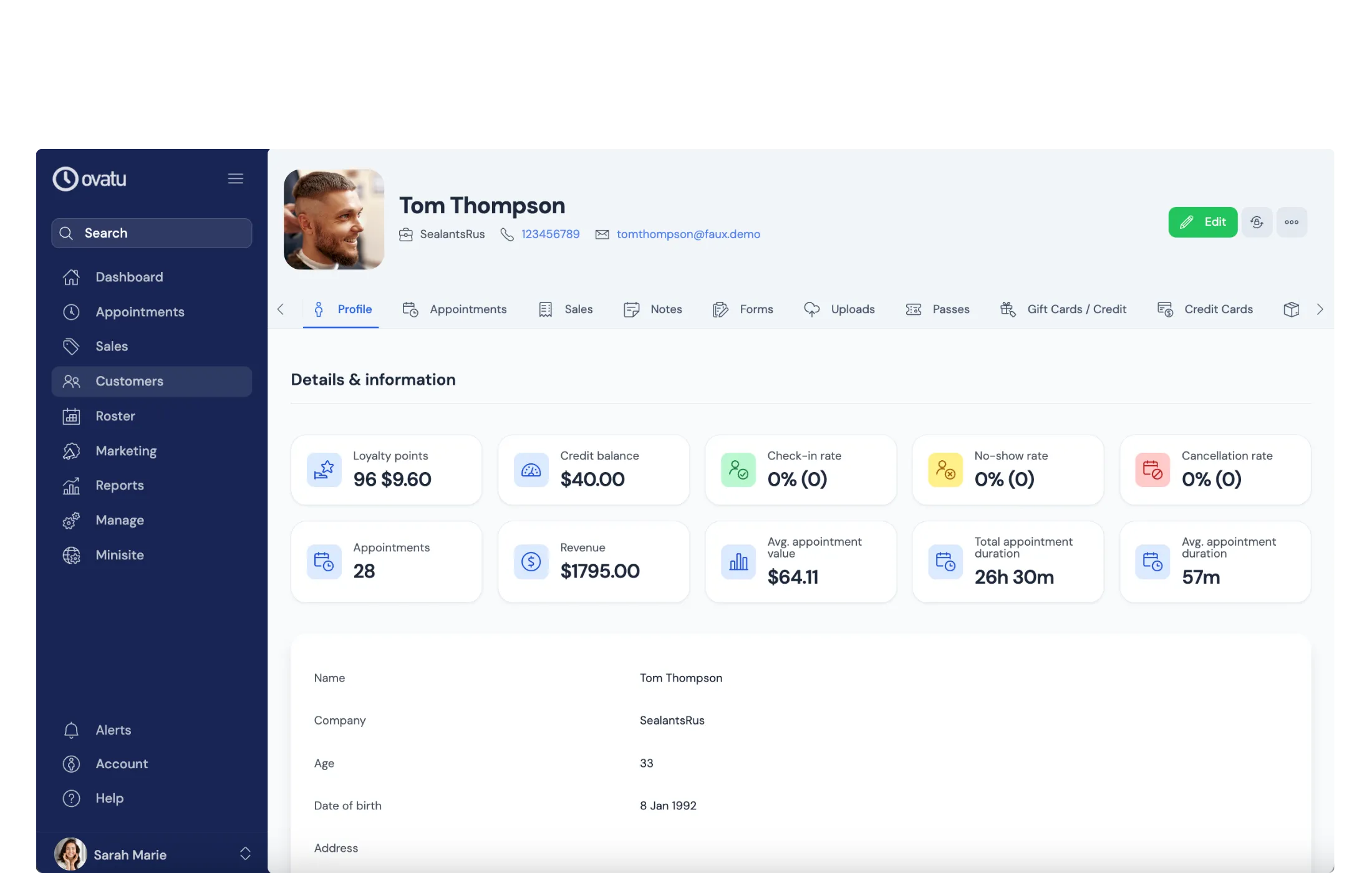 customer web screenshot