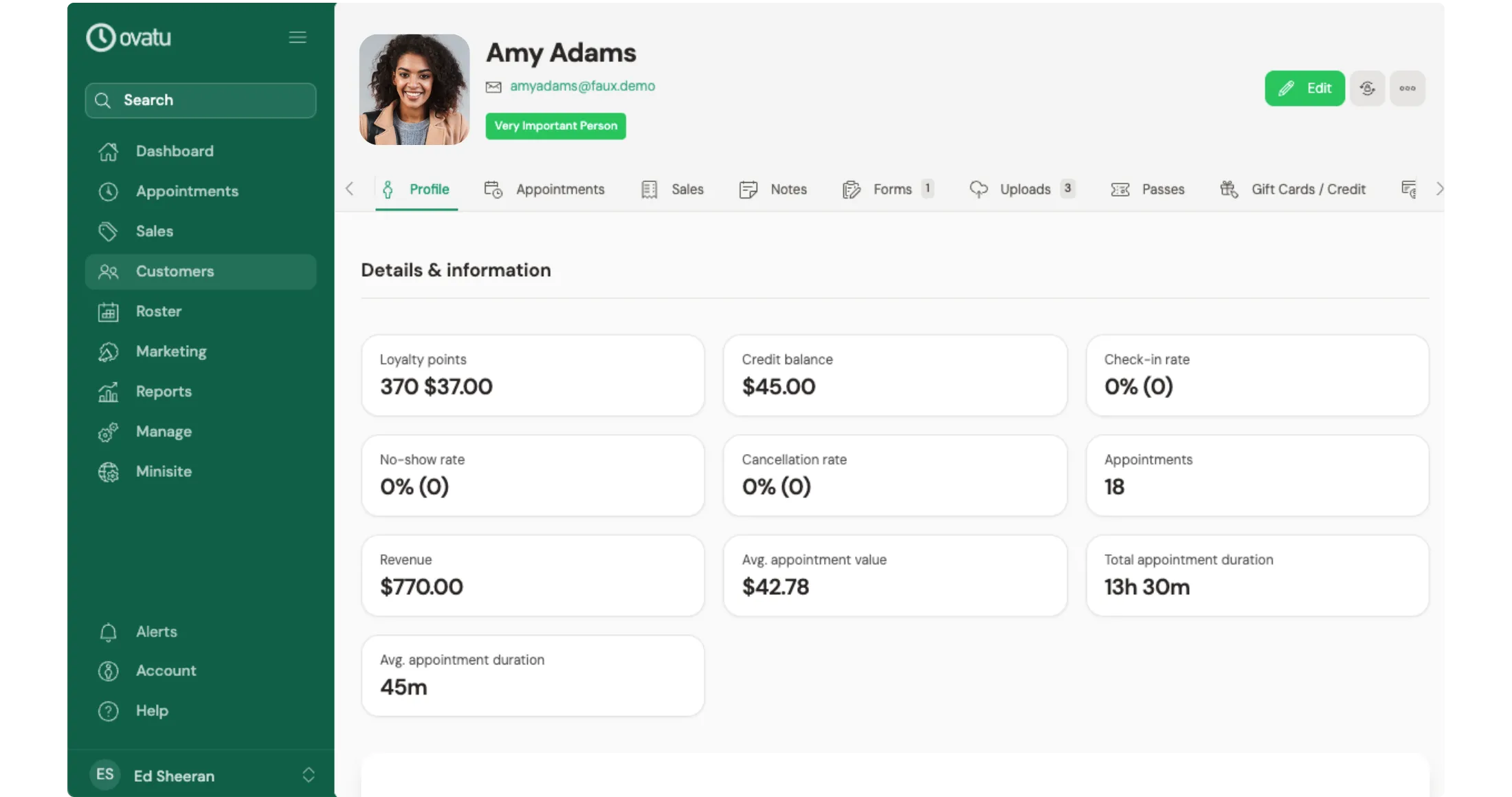 customer web screenshot