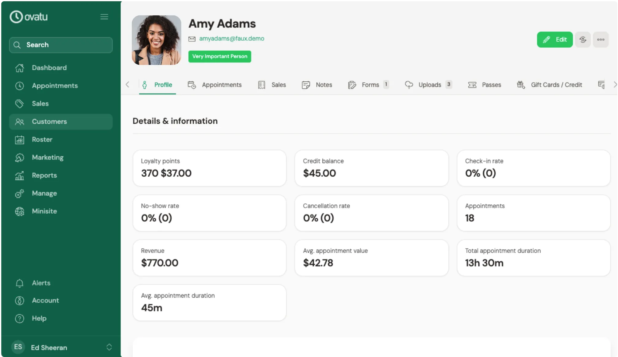 customer web screenshot