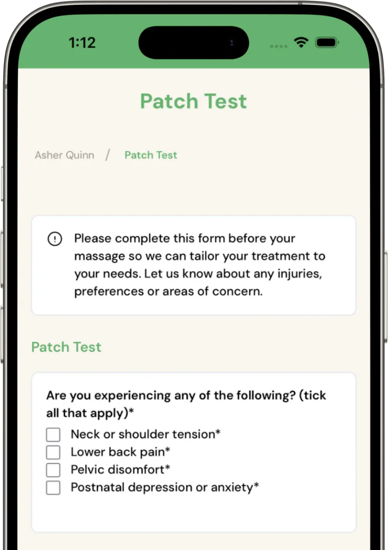 Mobile app customer form