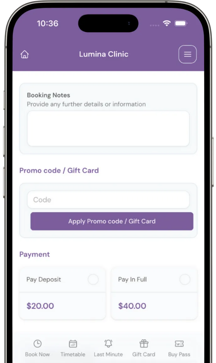 Making a payment on an Ovatu book.app minisite