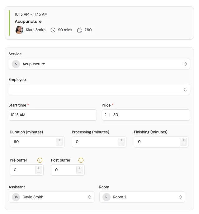 Organising appointment resources in the schedule