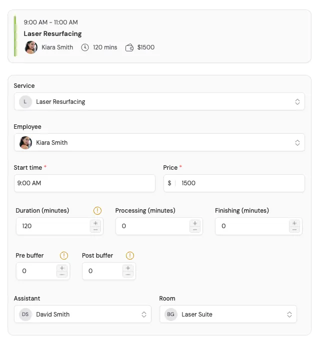 Organising appointment resources in the schedule
