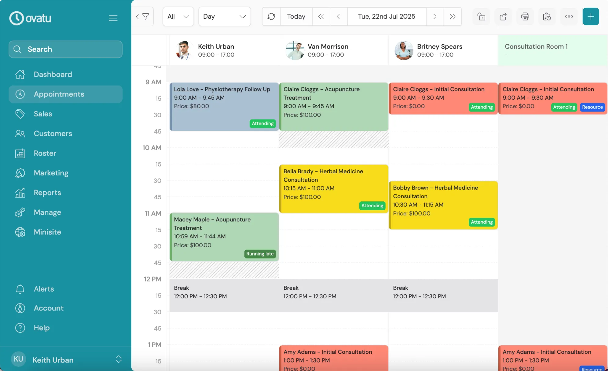 Organising appointment resources in the schedule