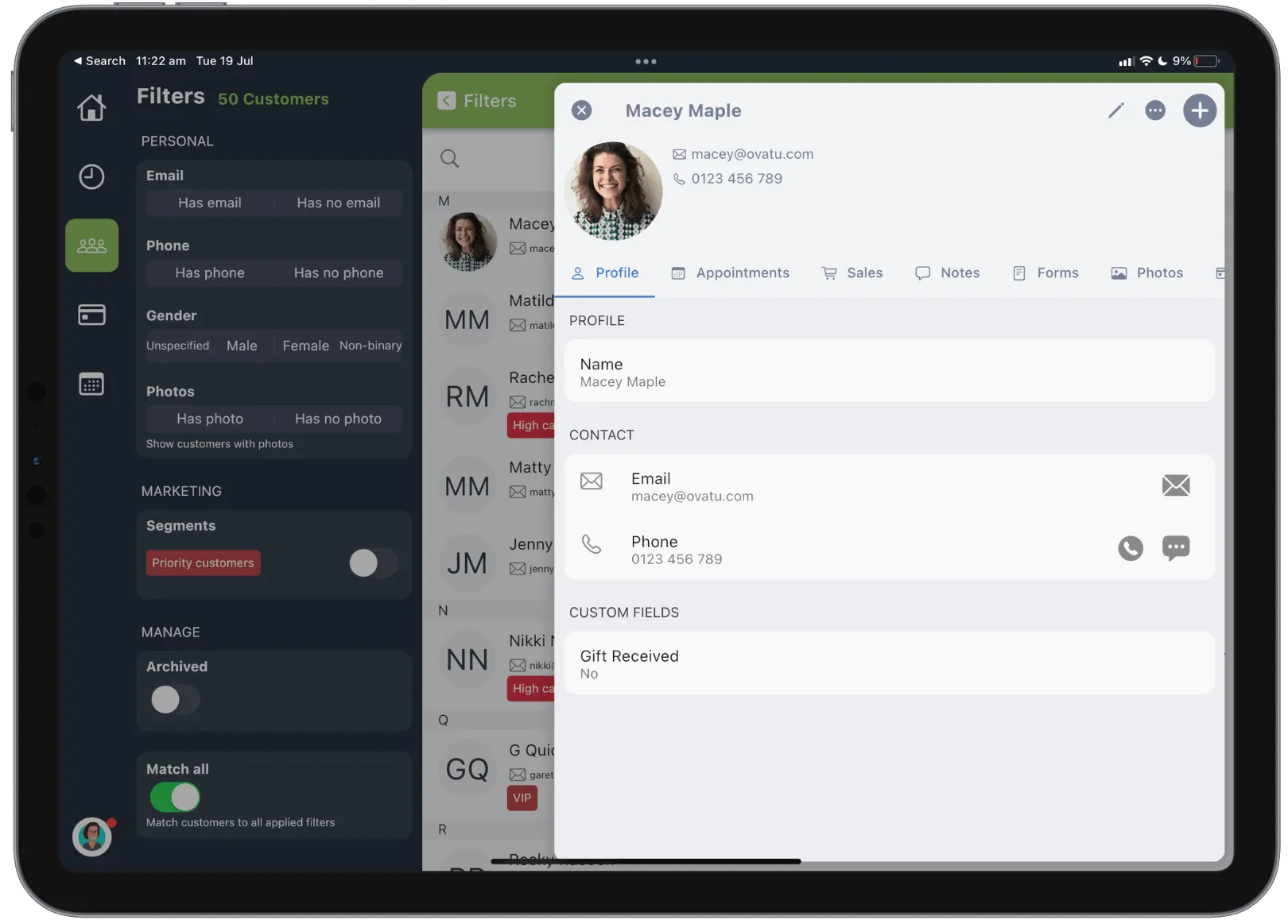 customer mobile screenshot